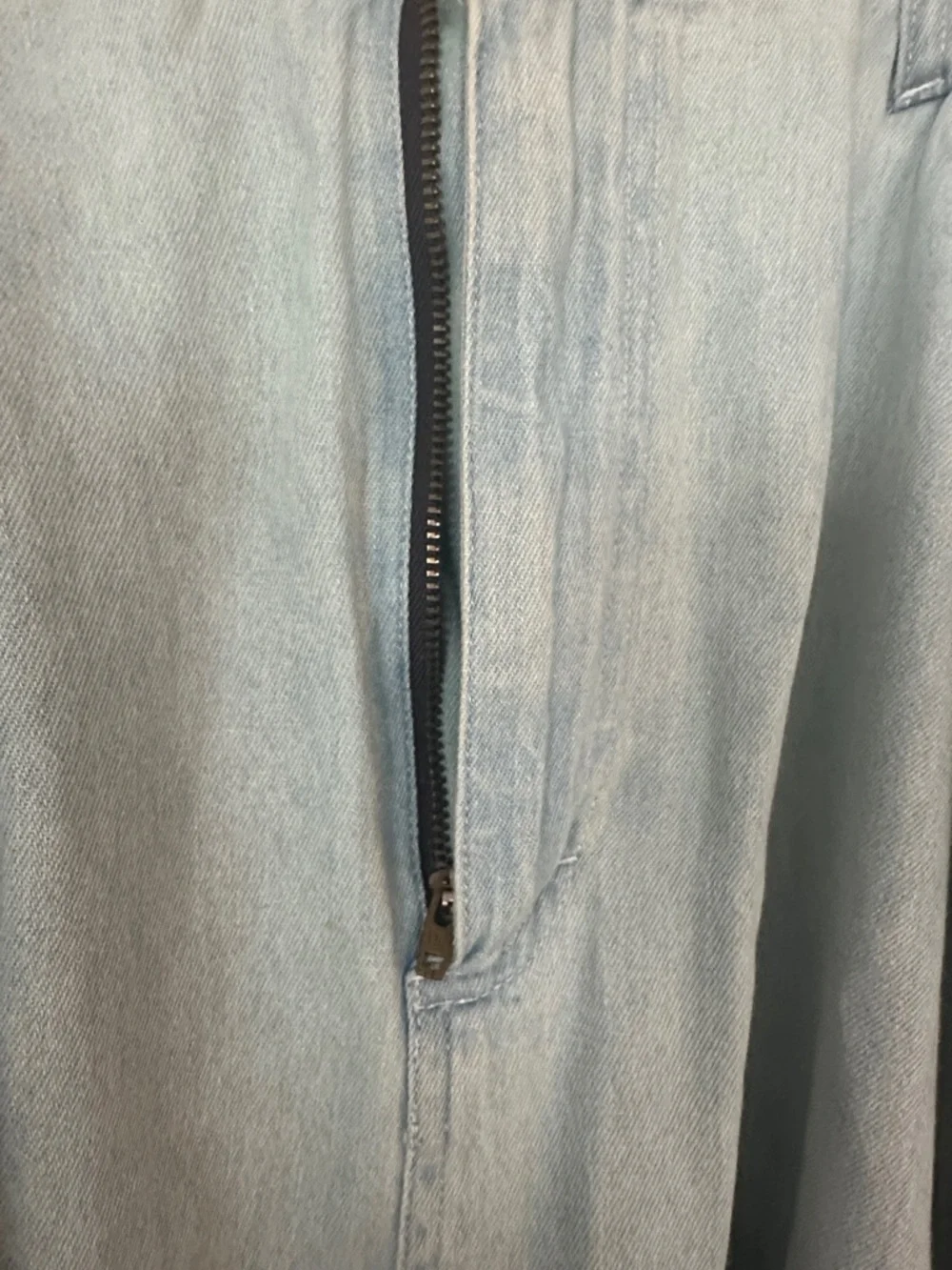 Light Blue Denim Maxi A-Line Women's Skirt with Front Zip - Picture 8 of 9